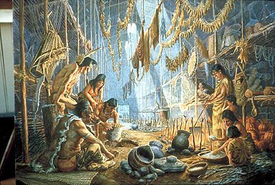Illustration of Inside longhouse